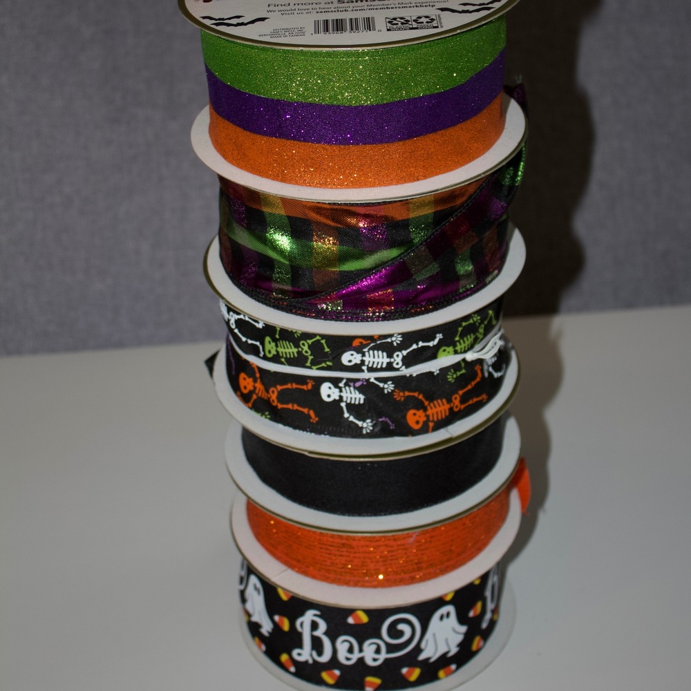Member's Mark Halloween Premium Wired Ribbon Lot 6 Spools Multicolor Assorted